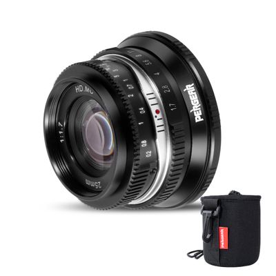 Pergear 25mm F1.7 Large Aperture Manual Lens for FX Mount Cameras, Compatible with Fuji APS-C Cameras X-T3 X-H1 X-Pro2 X-E3 X-T1 X-T2 X-T4 X-T5 X-T10 X-T20 X-T200 XS10 X-A2 X-E2 (Black)