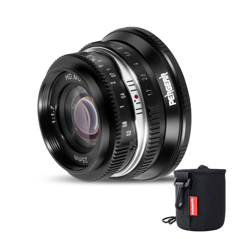 Pergear 25mm F1.7 Large Aperture Manual Lens for FX Mount Cameras, Compatible with Fuji APS-C Cameras X-T3 X-H1 X-Pro2 X-E3 X-T1 X-T2 X-T4 X-T5 X-T10 X-T20 X-T200 XS10 X-A2 X-E2 (Black)