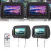 2pcs Dual Portable DVD Player, 7in Wireless Control Adjustable Headrest LCD Video Monitor MP5 Display Black for Car DVD Player Entertainment view 2