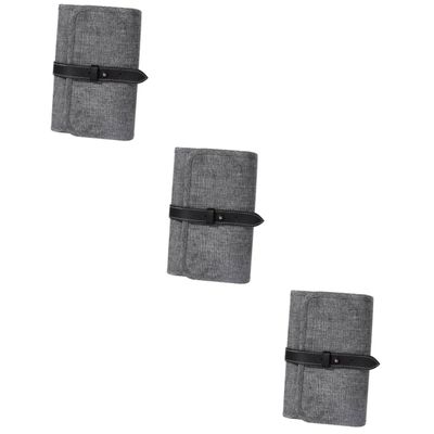 DOITOOL 3pcs Usb Cable Storage Bag Large Capacity Foldable Organizer Pouch for Digital Accessories Portable Charger Case Grey for Travel and Daily Use