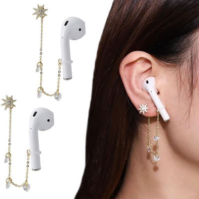 18k Gold Earrings for Airpod Anti Lost Earring Strap for Airpods Anti Lost Strap for Airpods Pro, Wireless Earhooks Earbuds Earphone Holder Connector, Compatible with Airpods 1 2 3 pro