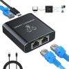 Gigabit Ethernet Splitter 1 to 2 High Speed 1000Mbps, LAN Network Splitter with USB Power Cable, Gigabit RJ45 Internet Ethernet Splitter for Cat 5/5e/6/7/8 Cable [2 Devices Networked Simultaneously] view 1