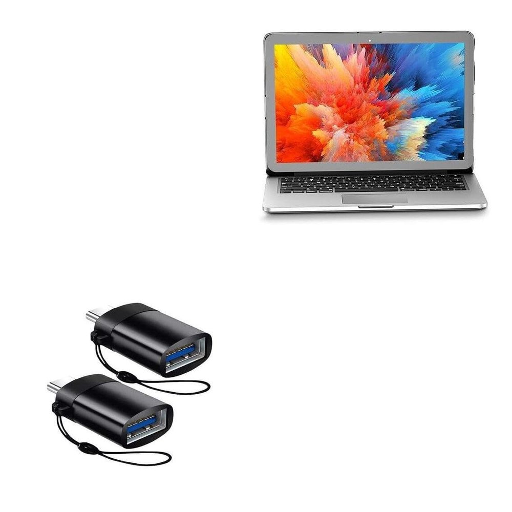 BoxWave Cable Compatible with Cidetty P1M - USB-C to A PortChanger (2-Pack), USB Type-C OTG USB Portable Keychain - Slate Black