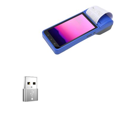 BoxWave Adapter Compatible with PUSOKEI Portable POS PDA Receipt Printer (5.5 in) - USB-A to C PortChanger (5-Pack), Type-C OTG Convert Charging Data Adapter - Metallic Silver