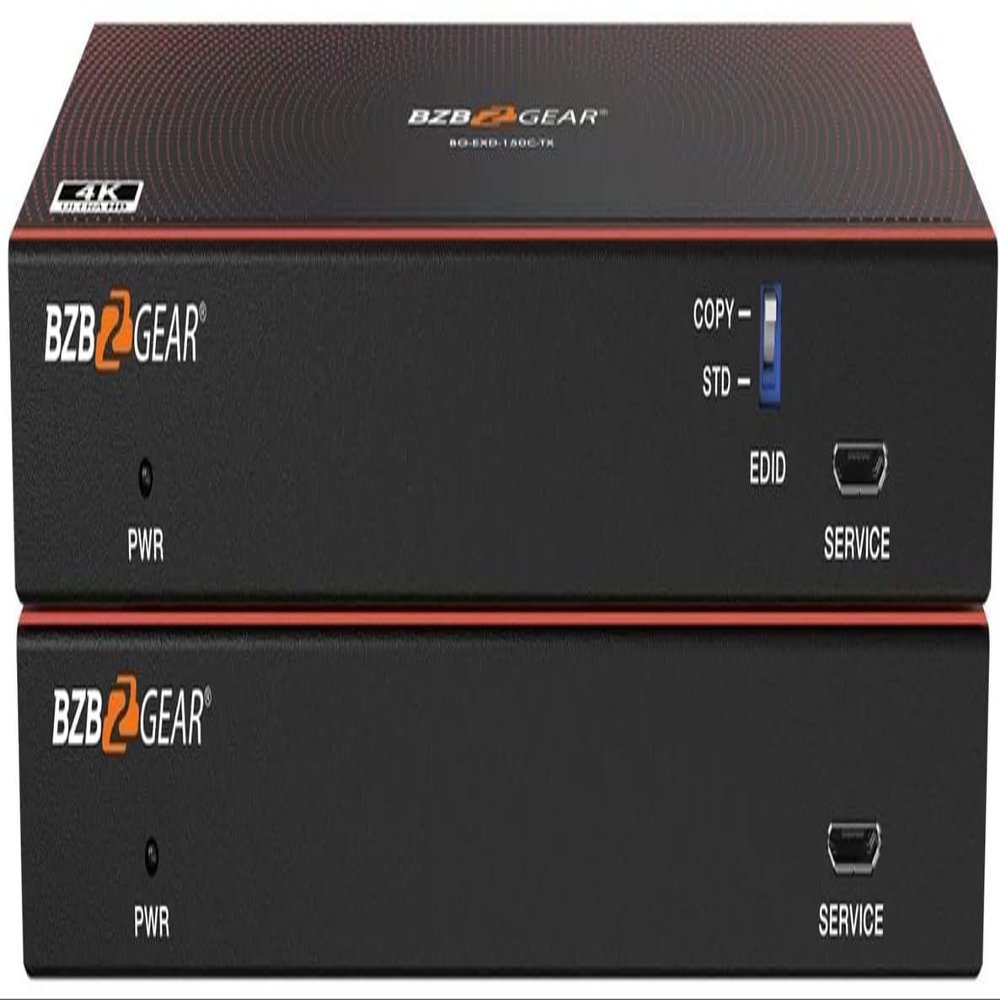 BZBGEAR 4K Ultra HD DisplayPort 1.2a KVM Extender Kit - Long Range Over Cat6 up to 150m, Bi-Directional POC with USB, IR & RS232 - BG-EXD-150C