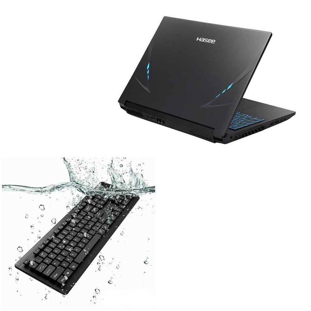BoxWave Keyboard Compatible with Hasee Ares Z7-CT7VA - AquaProof USB Keyboard, Washable Waterproof Water Resistant - Jet Black