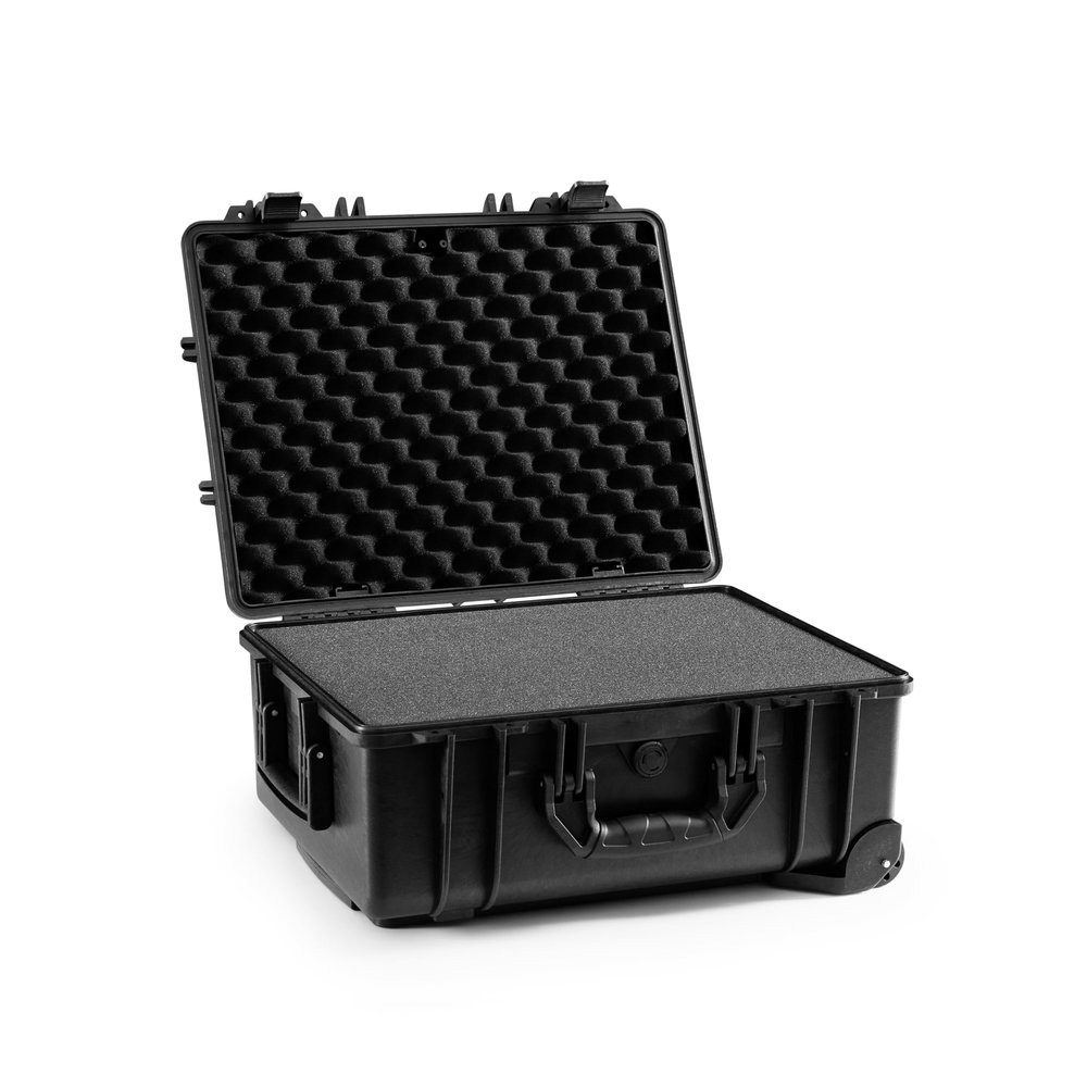 BluBox TSA Approved Waterproof Camera Case with Wheels - 19x14.6x7.7 Inch Carry-On Travel Roller for Camera, Guns, Tools, and Equipment - Hard Case with Customizable Foam Inserts