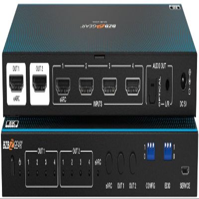4x2 8K UHD HDMI 2.1 Matrix Switcher with Auto Downscaling/Audio De-Embedding (8K60/4K120 and VRR/FVA/ALLM Support)