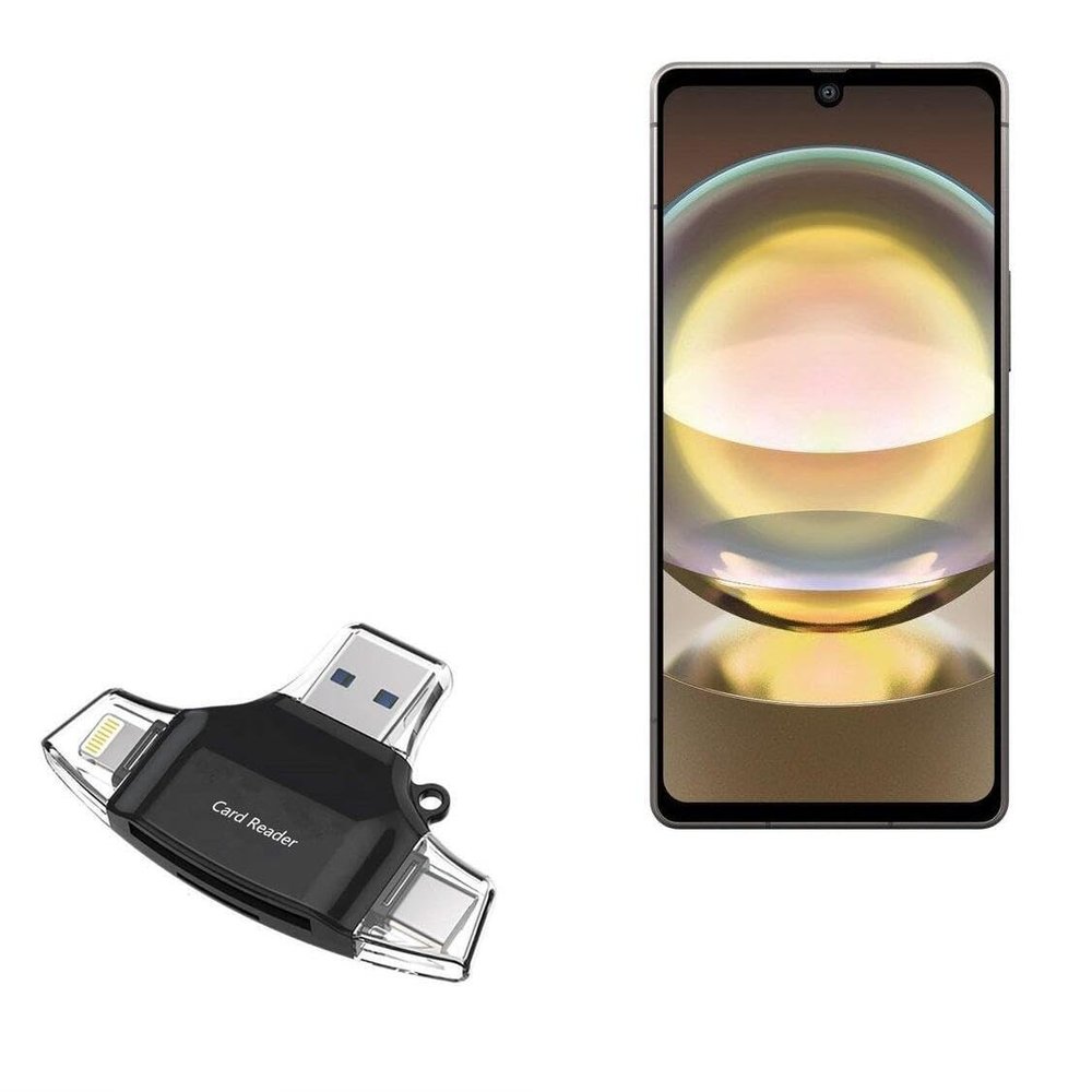 BoxWave Smart Gadget Compatible with Sharp Aquos R8 - AllReader SD Card Reader, microSD Card Reader SD Compact USB - Jet Black