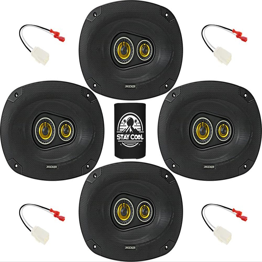KICKER Speakers 6x9 inch for RAM 1500/2500/3500 (Amplified) 2019-2023 Upgrade Kit - 4 Pack of CS Series with Harness, Car Audio Front and Rear Door Speaker CSC6934, 46CSC6934