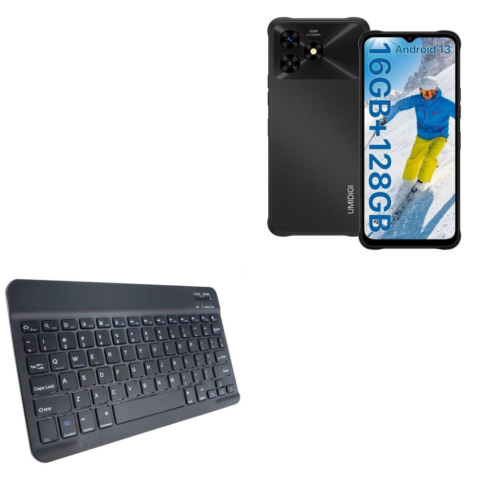 BoxWave Keyboard Compatible with Umidigi G5 Mecha - SlimKeys Bluetooth Keyboard, Portable Thin with Chiclet-Style Keys - Jet Black