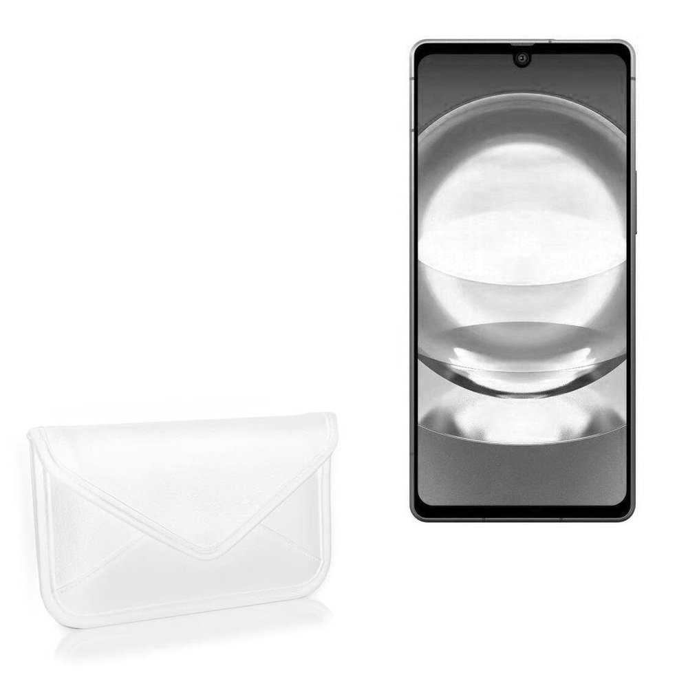 BoxWave Case Compatible with Sharp Aquos R8 - Elite Leather Messenger Pouch, Synthetic Leather Cover Case Envelope Design - Ivory White
