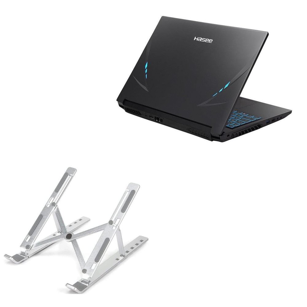 BoxWave Stand and Mount Compatible with Hasee Ares Z7-CT7VA - Compact QuickSwitch Stand, Portable Multi Angle Viewing Foldable Riser - Metallic Silver
