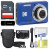 Kodak PIXPRO FZ55 Blue 16MP Digital Camera 5X Optical Zoom 28mm Wide Angle 1080P Full HD Video 2.7" LCD Camera + 64GB Card and Reader + Case + Memory Wallet + Tripod + Cleaning Bundle view 1