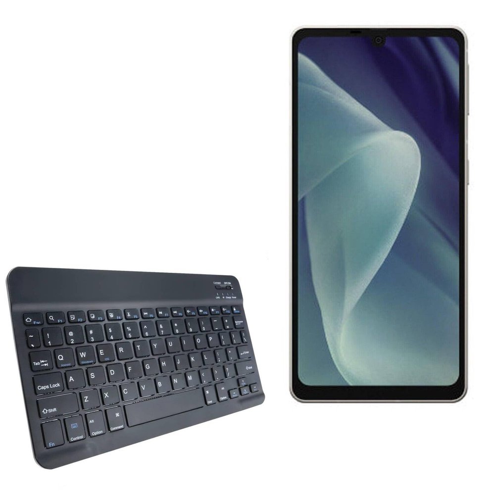 BoxWave Keyboard Compatible with Sharp Aquos Sense7 Plus - SlimKeys Bluetooth Keyboard, Portable Thin with Chiclet-Style Keys - Jet Black