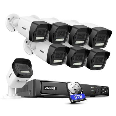 ANNKE 4k Security Camera System, 4X 8MP PoE IP Cameras, 8CH H.265+ NVR with 8TB HDD for Ultra-Long Recording, Smart Dual Light, Human&Vehicle Detection, 4mm Lens, IP67 Weatherproof