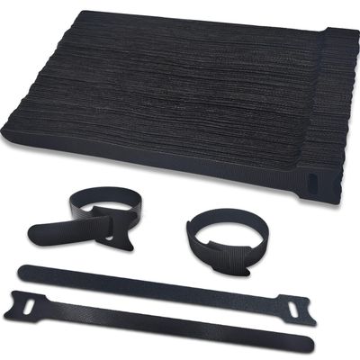 100pcs Reusable Cable Ties - Hook and Loop Cable Straps for Wire Management - 6 Inch Adjustable Cord Organizer & Wire Ties for Electronics, PC, Home Office & Garden - Black Fastening Wraps