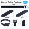 100pcs Reusable Cable Ties - Hook and Loop Cable Straps for Wire Management - 6 Inch Adjustable Cord Organizer & Wire Ties for Electronics, PC, Home Office & Garden - Black Fastening Wraps view 2