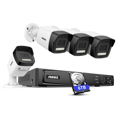 ANNKE 8MP NVR Security Camera System, 4pcs 8MP Outdoor PoE Cameras with Human&Vehicle Detection, 8CH H.265+ NVR with 6TB HDD for 24/7 Recording, Smart Dual Light, IP67 Waterproof, Remote Monitoring
