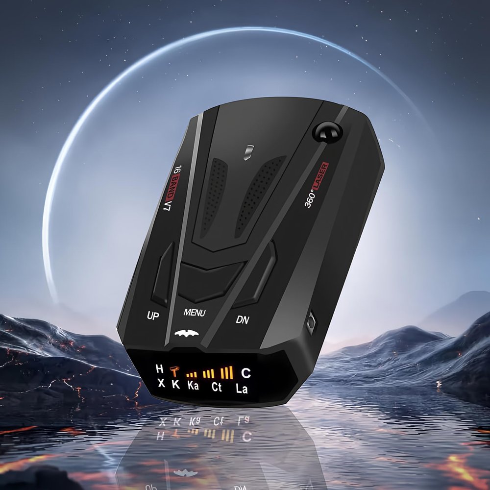 New Radar Detector for Cars with Voice Speed Prompt, 360  DetectionVehicle Speed Alarm System, Led Display,City/Highway Mode, Gifts for Husbands,Boyfriends x5, black, RAV10Q