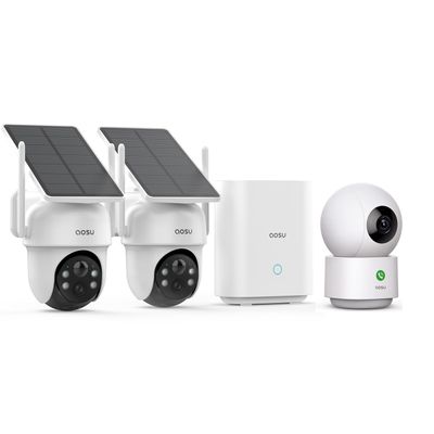 AOSU Security Cameras Outdoor Wireless, 2 Cam-Kit, No Subscription 2K Security Camera Indoor, Baby Monitor Pet Camera 360-Degree for Home Security