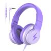 Candy Bila Kids Headphones, Wired Headphones for Kids Over Ear with Microphone, 85/94dB Volume Limiter Headphone for Girls Boys, Foldable Headphone for Learning & Entertainment, Gradient Deep Purple view 1