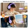Candy Bila Kids Headphones, Wired Headphones for Kids Over Ear with Microphone, 85/94dB Volume Limiter Headphone for Girls Boys, Foldable Headphone for Learning & Entertainment, Gradient Deep Purple view 2