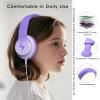 Candy Bila Kids Headphones, Wired Headphones for Kids Over Ear with Microphone, 85/94dB Volume Limiter Headphone for Girls Boys, Foldable Headphone for Learning & Entertainment, Gradient Deep Purple view 4
