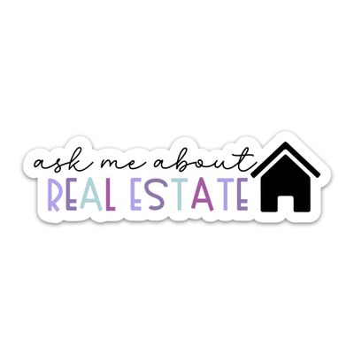 (3PCs) Ask Me About Real Estate Sticker for Real Estate Agent, Vinyl Waterproof Realtors Stickers Decals for Laptop Water Bottle Tumbler Notebook Phone Case Gifts Decorations (3 Inches)