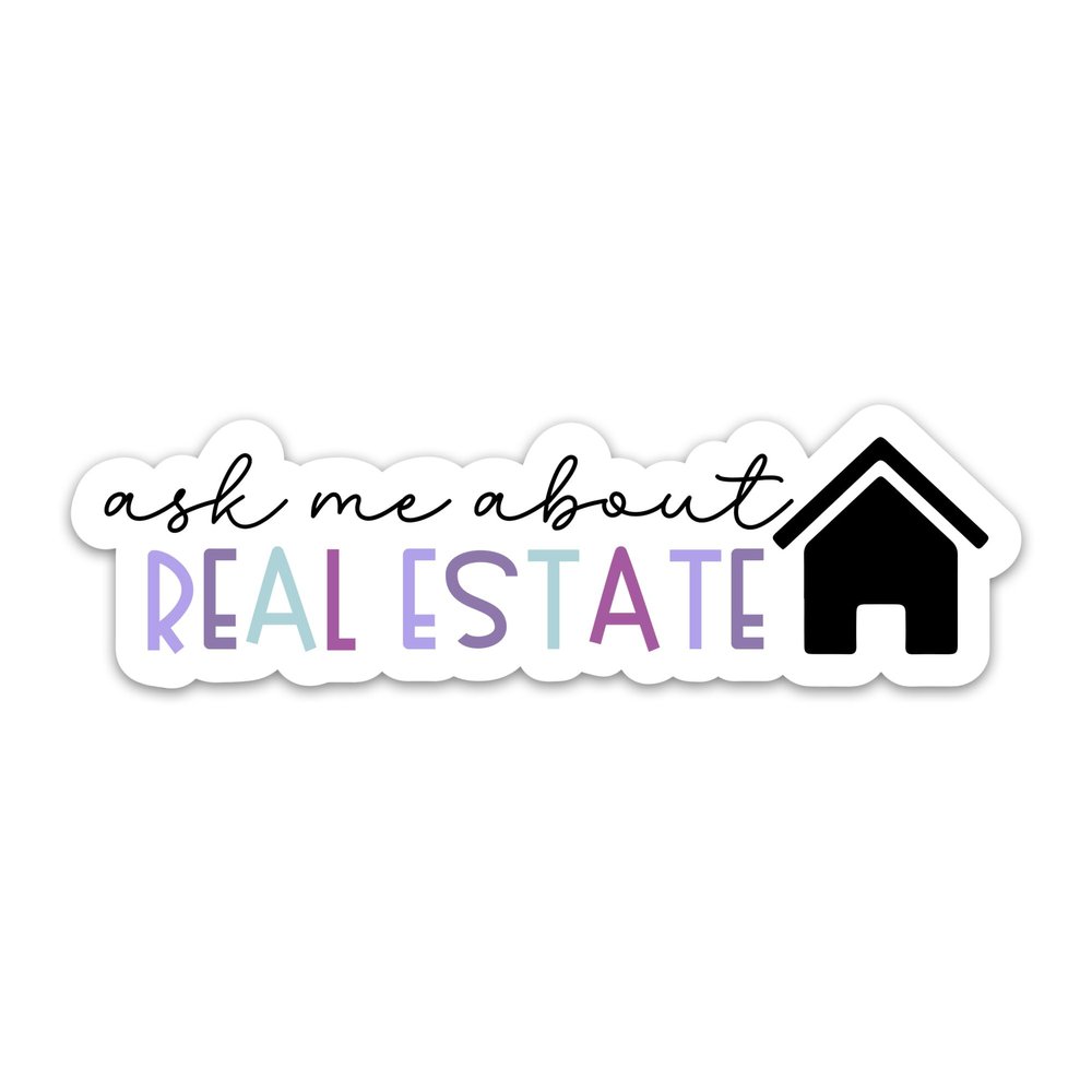 (3PCs) Ask Me About Real Estate Sticker for Real Estate Agent, Vinyl Waterproof Realtors Stickers Decals for Laptop Water Bottle Tumbler Notebook Phone Case Gifts Decorations (3 Inches)