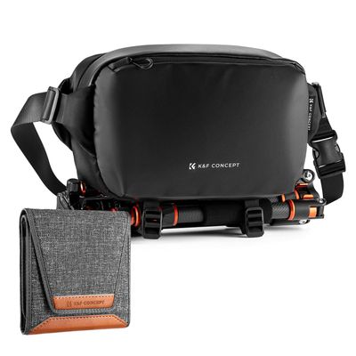 K&F CONCEPT 2 in 1 Sling Camera Bag 10L + Lens Filter Pouch for Filter Up to 62mm