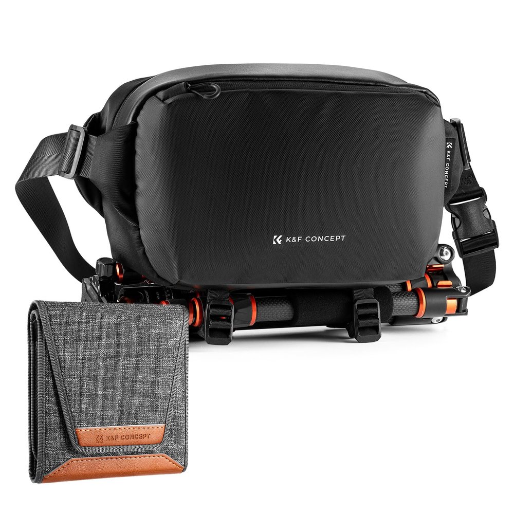 K&F CONCEPT 2 in 1 Sling Camera Bag 10L + Lens Filter Pouch for Filter Up to 62mm