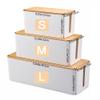 1PCS Cable Storage Box,Wooden Power Line Storage Case Desktop Cable Finishing Hidden Black Line Storage Bin Data Cable Storage Box(M-Bamboo White) view 2