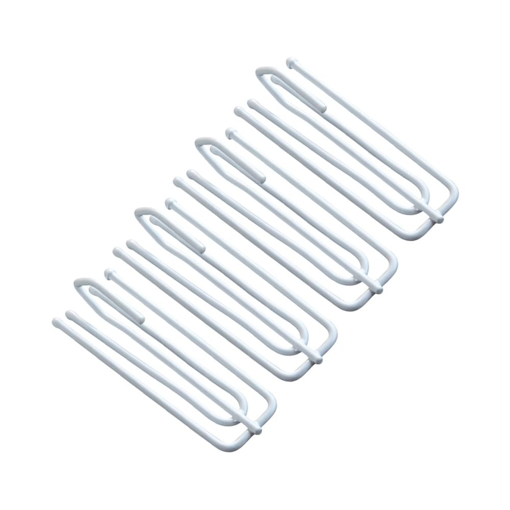 Ciieeo 8pcs White Stainless Steel Curtain Hooks Double Metal Drapery Fork Hooks for Pinch Pleat Curtains Easy Installation for Tracks and Drapery