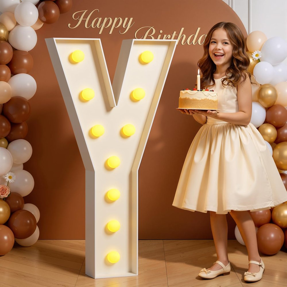 Tongjoy Marquee Letters 4 Feet Tall 4FT Large Light Up Letters Y for Birthday Wedding Engagement Party Decorations Will You Marry Me Sign Yard Pre-Cut Foam Board