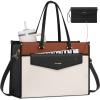 LOVEVOOK Laptop Bag for Women, 15.6'' Laptop Tote Purse 2-in-1 Professional Work Bag Business Briefcase with Clutch Purse, Waterproof Leather Computer Handbag for Teacher Office Travel view 1