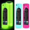 3 Pack Silicone Remote Cover Replacement Compatible with Toshiba and Insignia Fire TV Remote, Lightweight Anti Slip Shockproof Remote Case Glow in The Dark Green Rose Red Sky Blue view 1