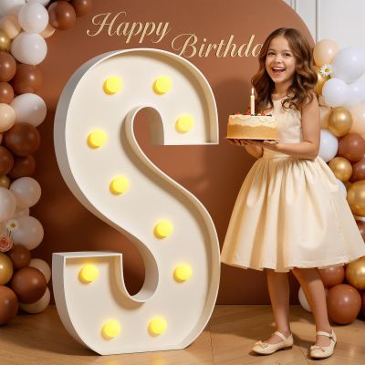 Tongjoy Marquee Letters 4 Feet Tall 4FT Large Light Up Letters S for Birthday Wedding Engagement Party Decorations Will You Marry Me Sign Yard Pre-Cut Foam Board