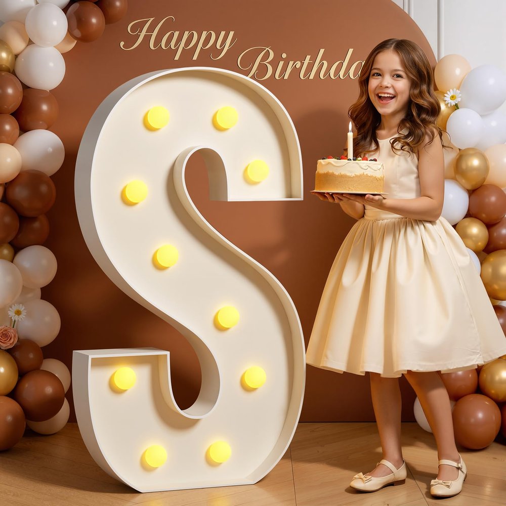 Tongjoy Marquee Letters 4 Feet Tall 4FT Large Light Up Letters S for Birthday Wedding Engagement Party Decorations Will You Marry Me Sign Yard Pre-Cut Foam Board