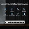 10 Port Gigabit Switch, 8 x 100/1000Mbps Ports, 1 Gigabit Uplink, 1 Gigabit SFP, Support Vlan, Metal Fanless Unmanaged Plug and Play YuLinca Ethernet Switch view 2