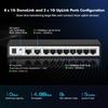 10 Port Gigabit Switch, 8 x 100/1000Mbps Ports, 2 Gigabit Uplink, Support Vlan, Metal Fanless Unmanaged Plug and Play YuLinca Ethernet Switch view 3