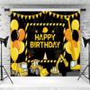 10x6.5ft Construction Happy Birthday Backdrop Black Yellow Balloons Trucks Excavator Photography Background Kids Boys Birthday Party Decoration Supplies Photo Booth Props view 3
