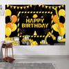 10x6.5ft Construction Happy Birthday Backdrop Black Yellow Balloons Trucks Excavator Photography Background Kids Boys Birthday Party Decoration Supplies Photo Booth Props view 4