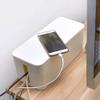 1PCS Cable Storage Box,Wooden Power Line Storage Case Desktop Cable Finishing Hidden Black Line Storage Bin Data Cable Storage Box(M-Bamboo Black) view 4