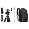 MOSISO 360 Degree Ball Head Aluminum Camera Tripod Stand with Bag&Phone Mount&Camera Backpack, DSLR/SLR/Mirrorless Equipment Bag with Tripod Holder&Laptop Compartment, Black view 1