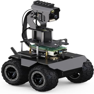 XYGStudy RaspRover Open-Source 4WD AI Robot Compatible with Raspberry Pi 4B with Dual Controllers and Computer Vision, PI4B-4GB Included (RaspRover PT PI4B AI Kit)