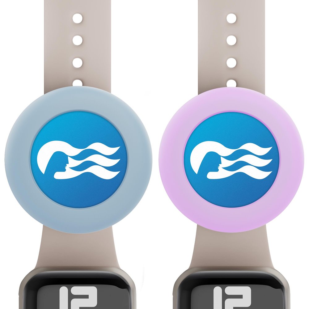 SPOMOX Princess Cruise Medallion holder Watch Adapter [2 Pack], Silicone Princess Medallion Holders Accessories for Carnival Ocean Medallion, Also for Apple Airtag Dog Collar Holder (Blue/Purple)