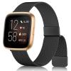 Amzpas Band Compatible with Fitbit Versa 2 Bands/Fitbit Versa Bands for Women Men, Adjustable Stainless Steel Mesh Loop Magnetic Strap for Fitbit Versa 2 / Versa Lite/Versa SE Smartwatch,Black view 2