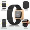 Amzpas Band Compatible with Fitbit Versa 2 Bands/Fitbit Versa Bands for Women Men, Adjustable Stainless Steel Mesh Loop Magnetic Strap for Fitbit Versa 2 / Versa Lite/Versa SE Smartwatch,Black view 3