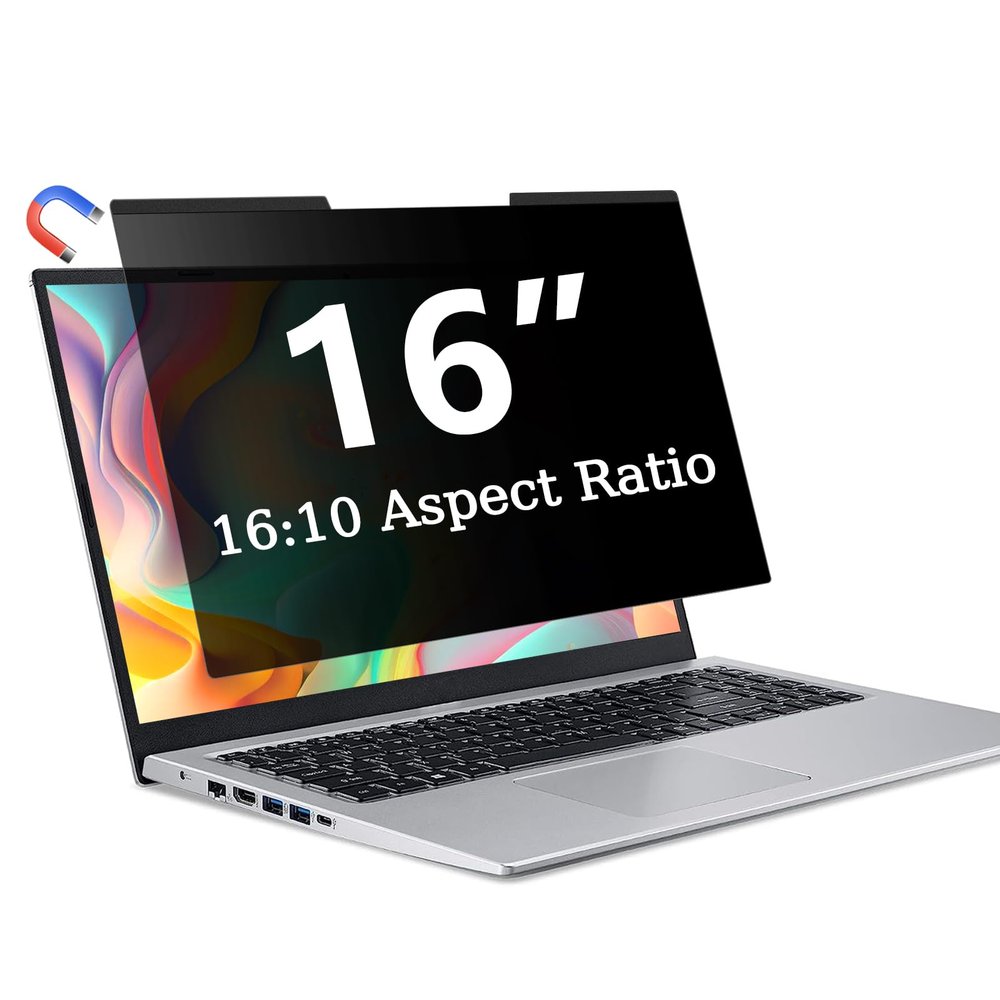 ZOEGAA Magnetic Laptop Privacy Screen 16 Inch, Compatible With HP Dell Acer Asus Lenovo, Removable 16:10 Laptop Screen Privacy Shield, Anti Spy, Anti Glare, Blue Ray Reduction